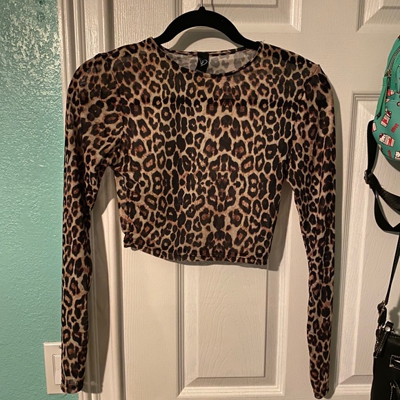 Cheetah Mesh Crop Top - Picture 1 of 1